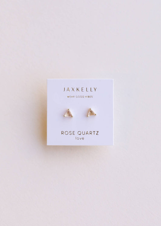 Blush Prism Studs – Rose Quartz & Gold