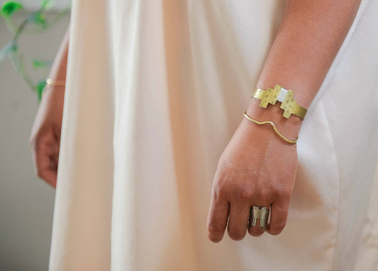 Caballero Cuff – Dainty Textured Brass Bracelet