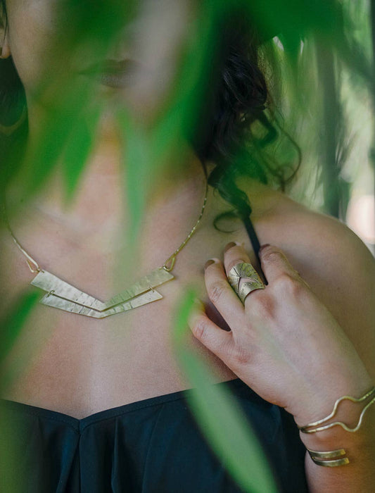 Wave Cuff – Hand-Stamped Brass Bracelet