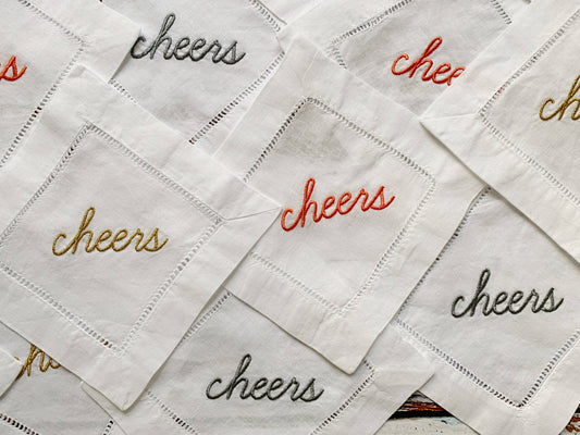 Cheers Embroidered Cocktail Napkin