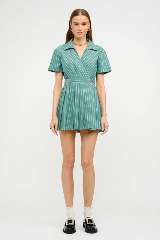 Maggie Green Stripe Romper