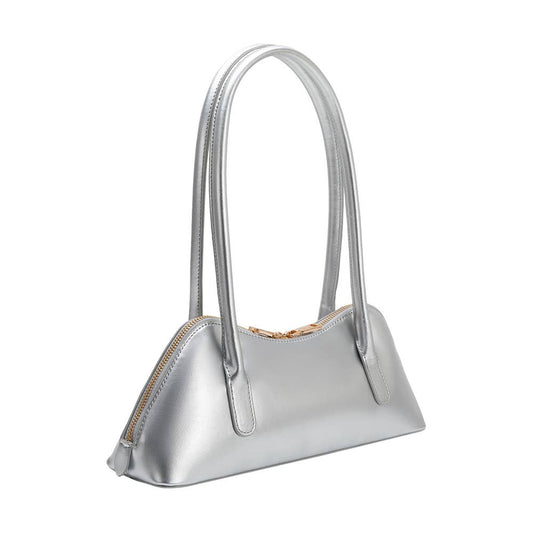 silver shoulder bag