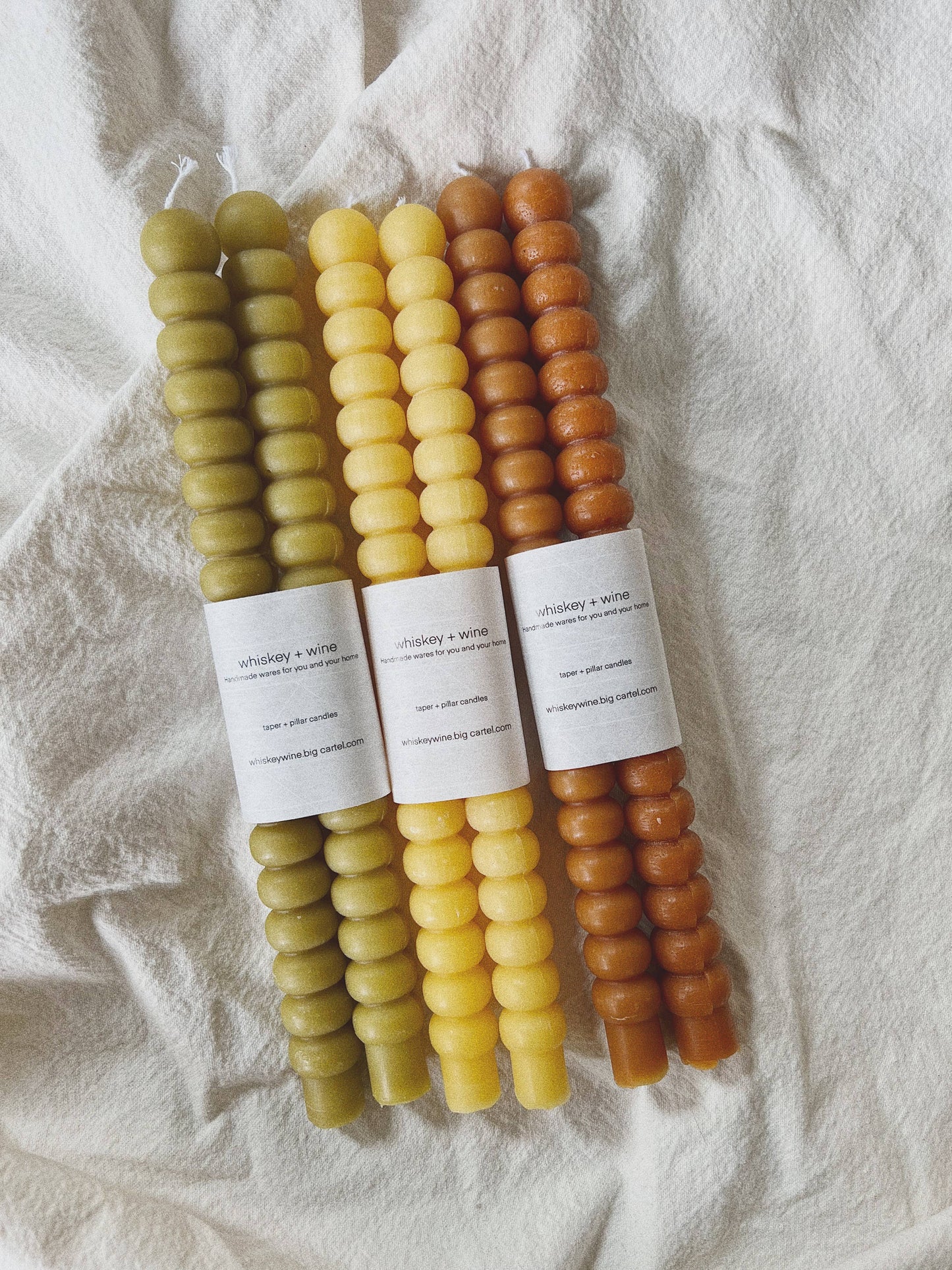 Stacked Beeswax Taper Candles