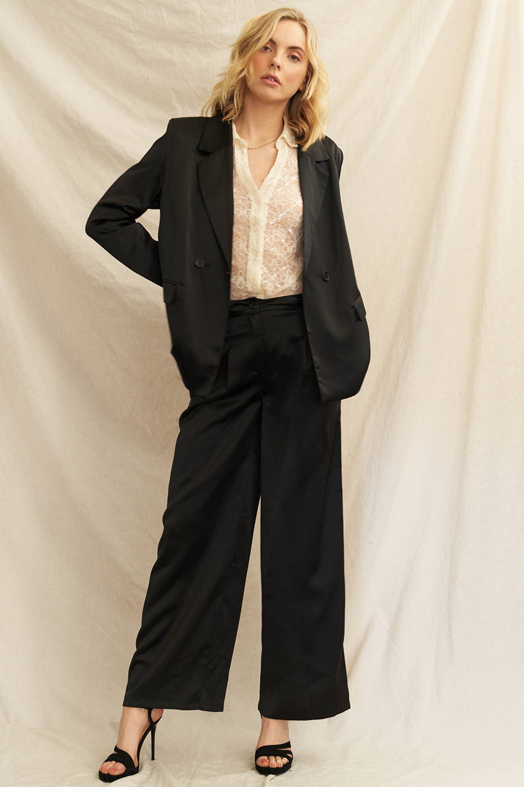 Midnight Satin Blazer