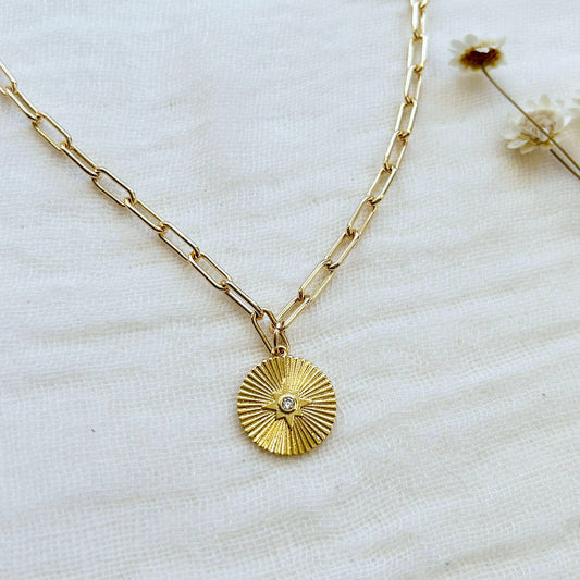 Gold Paperclip North Star Necklace