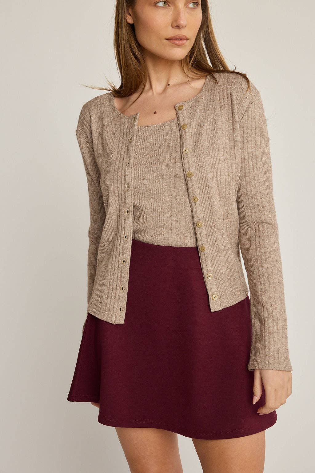 burgundy merlot a-line miniskirt