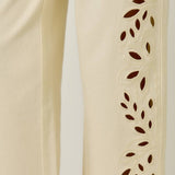 Eyelet Embroidered Straight Leg Jeans