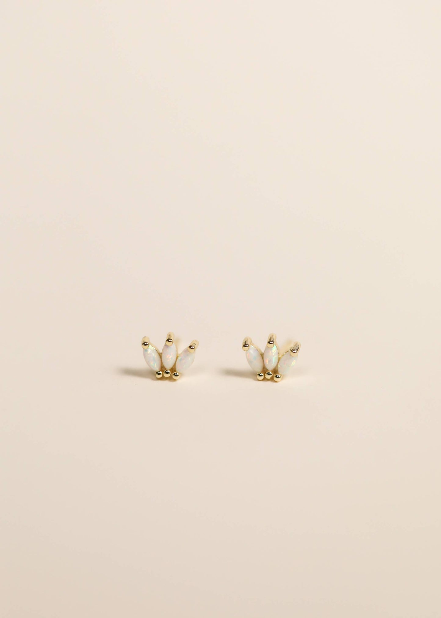 Luna Crown Studs – White Opal & Gold