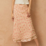 Rosewater Layered Midi Skirt