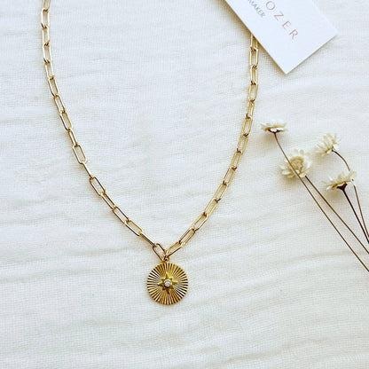 Gold Paperclip North Star Necklace