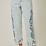 Eyelet Embroidered Straight Leg Jeans
