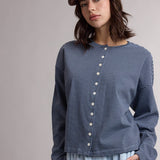 Carson Striped Button Top