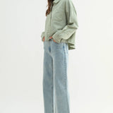 Matcha Boxy Long Sleeve Button-Up