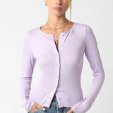 Soft Violet Lightweight Ribbed Cardigan
