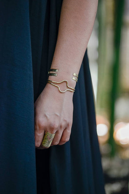 Wave Cuff – Hand-Stamped Brass Bracelet
