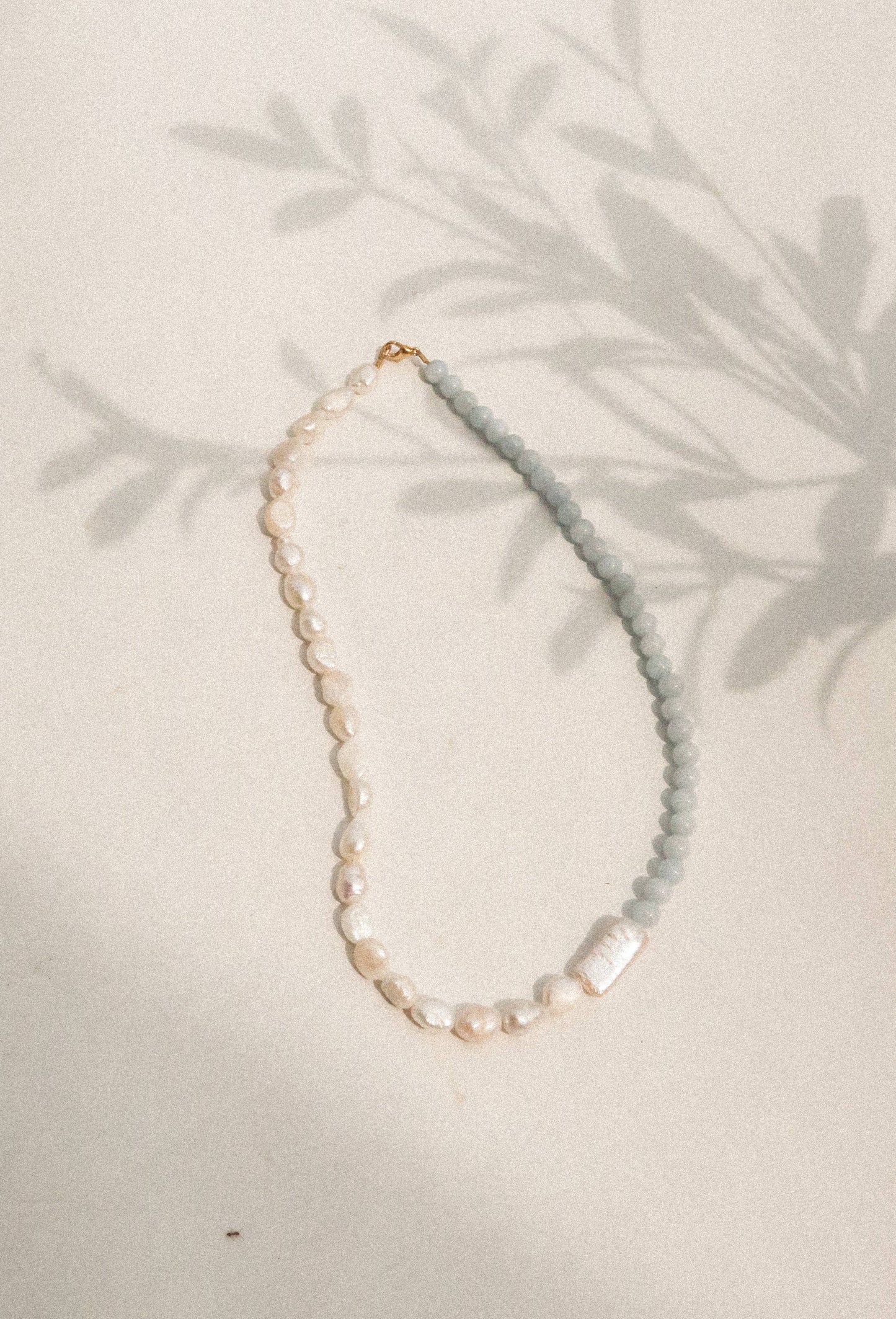 Belle Necklace – Blue Jade and Freshwater Pearl Beaded Necklace