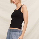 Square Neck Ribbed Built-In Bra Tank