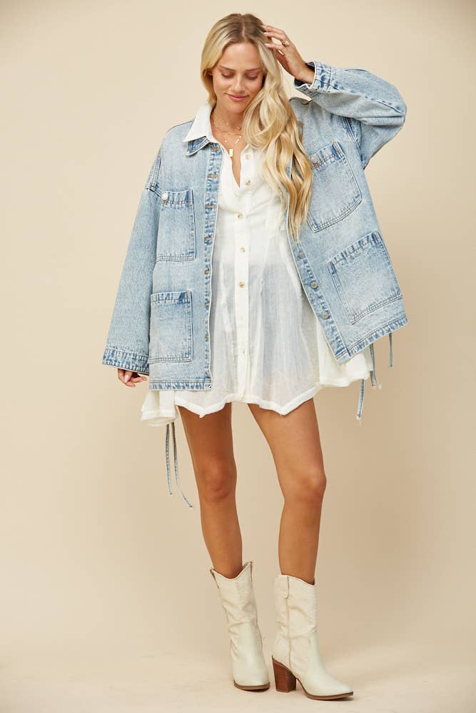 June Jacket – Oversized Side-Tie Denim