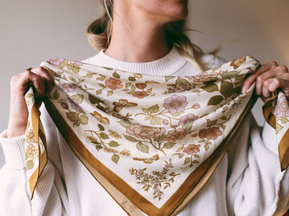 Flora West Printed Silk Bandana