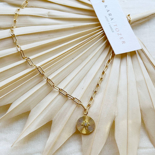Gold Paperclip North Star Necklace