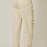 Eyelet Embroidered Straight Leg Jeans