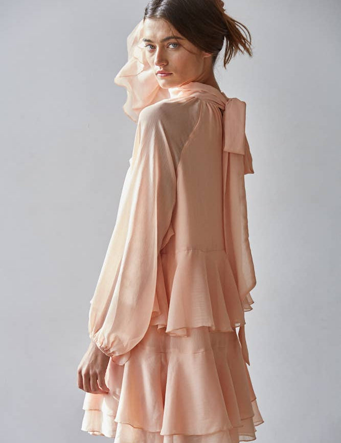Peach Sorbet Ruffle Mini Dress