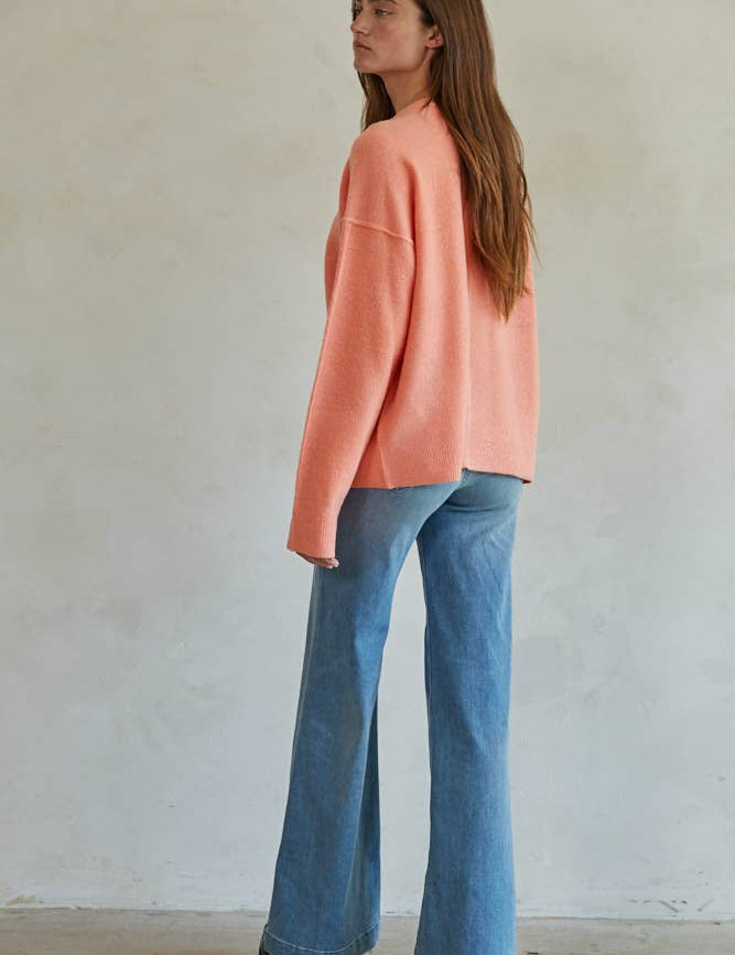 Coral Oversized Pullover Sweater