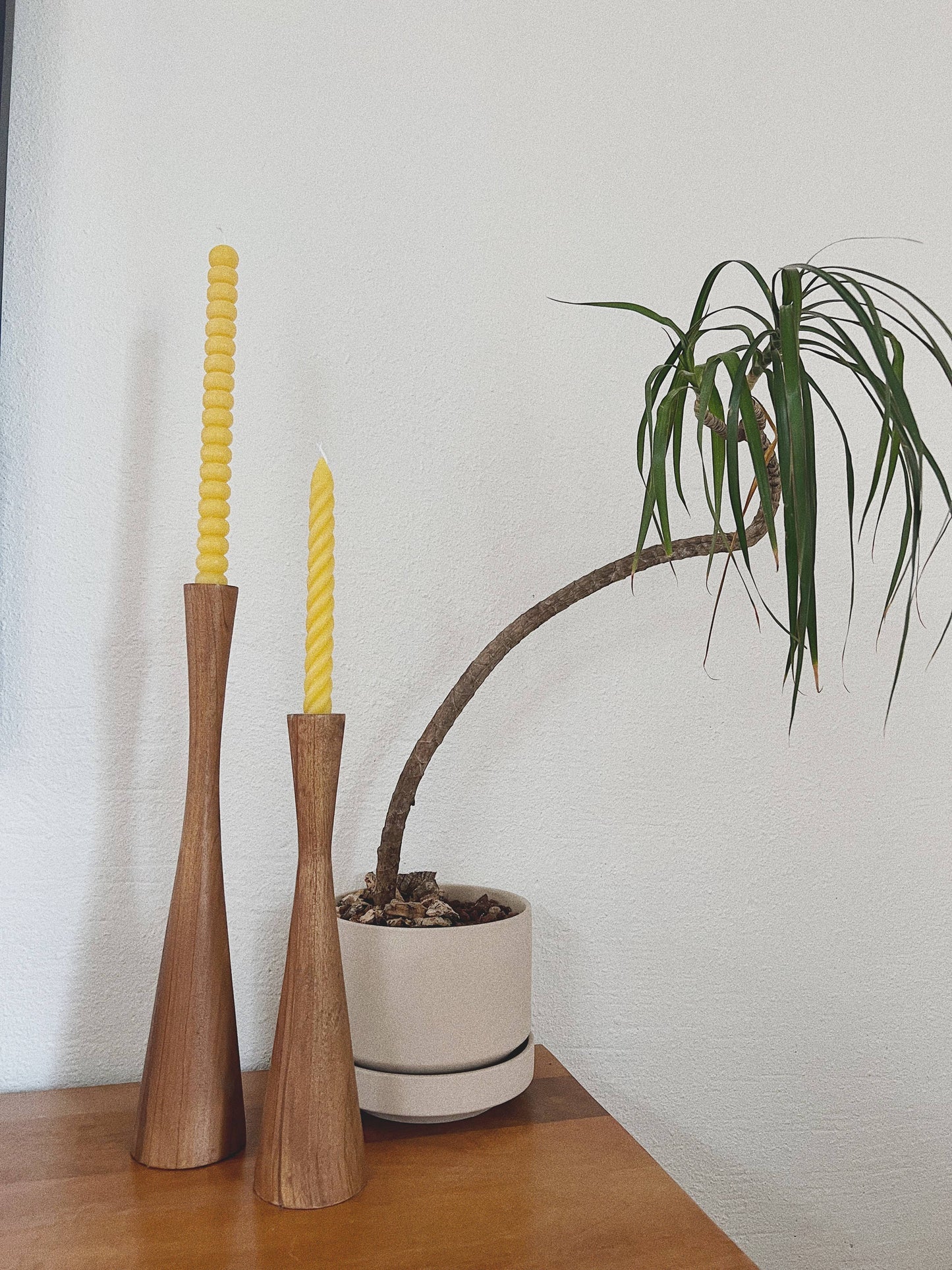 Twisted Beeswax Taper Candles