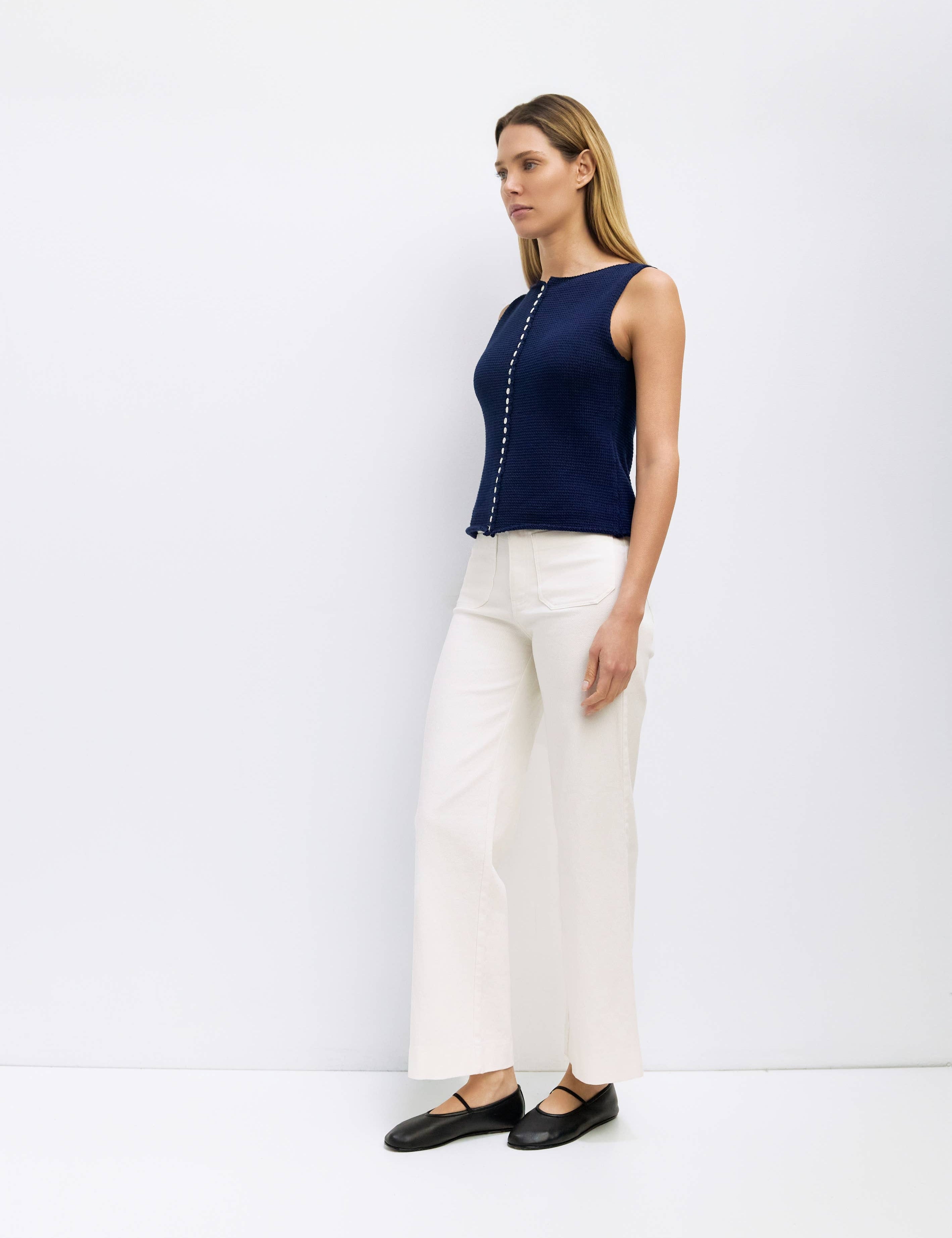 Ashley Knit Button-Up Sleeveless Top