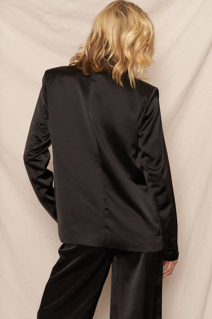 Midnight Satin Blazer