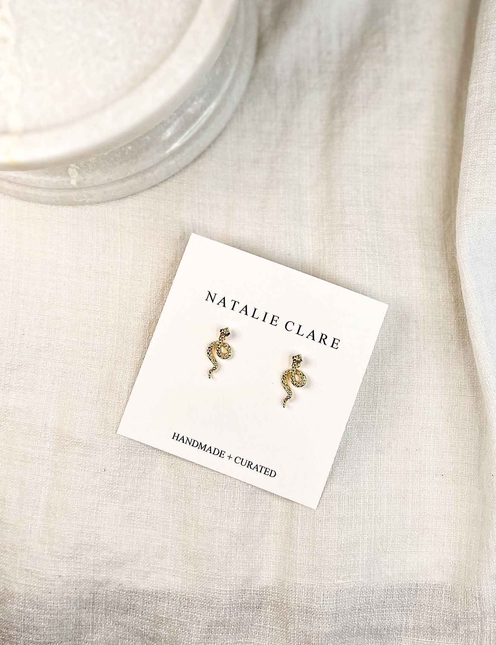 Golden Snake Stud Earrings