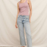 Square Neck Ribbed Built-In Bra Tank