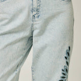 Eyelet Embroidered Straight Leg Jeans