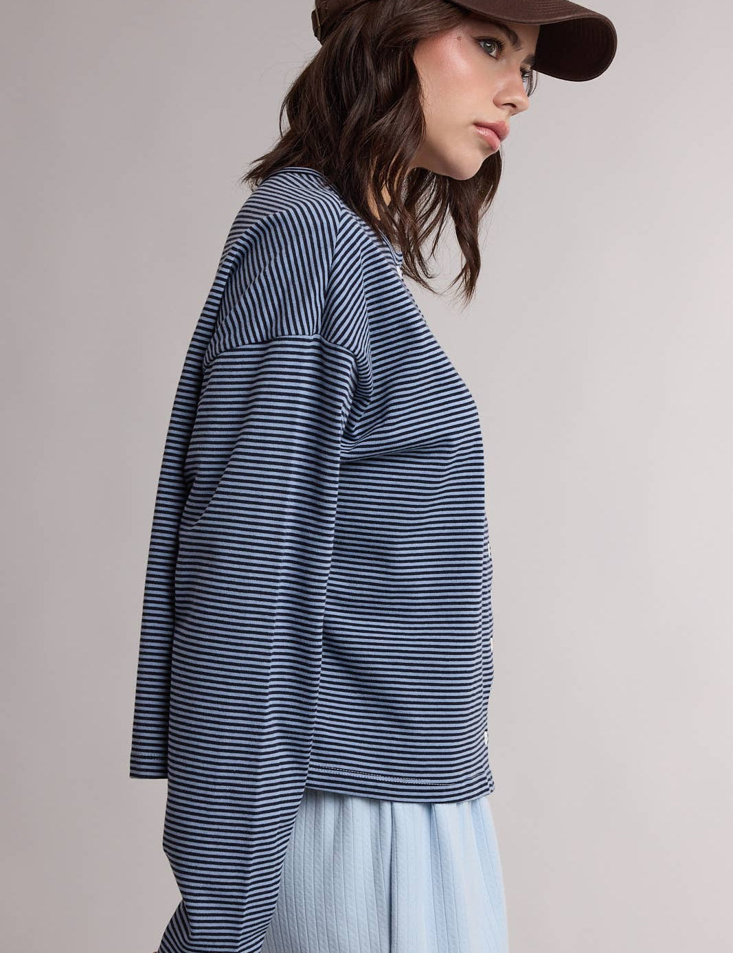 Carson Striped Button Top