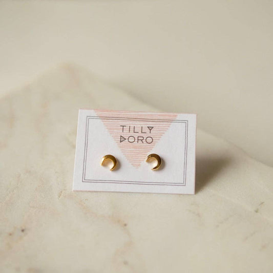 Mini Crescent Moon Studs