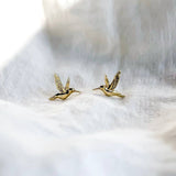 Gold Hummingbird Stud Earrings