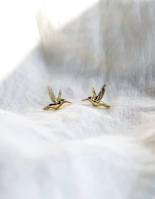 Gold Hummingbird Stud Earrings