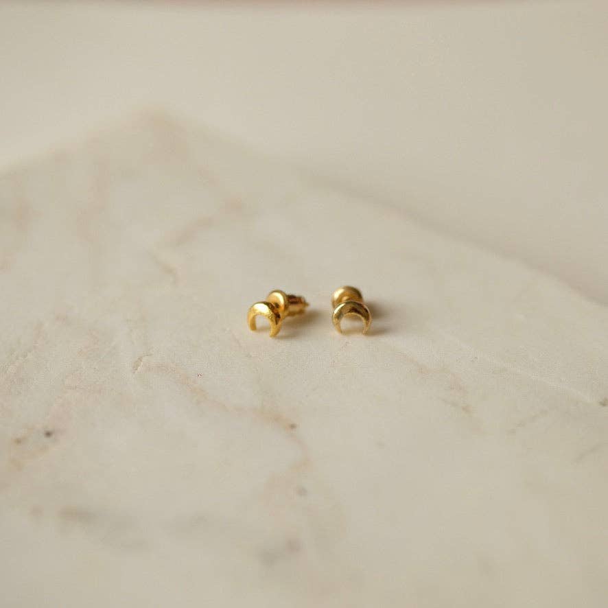 Mini Crescent Moon Studs
