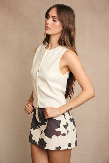 Ivory Button-Front Sweater Tank