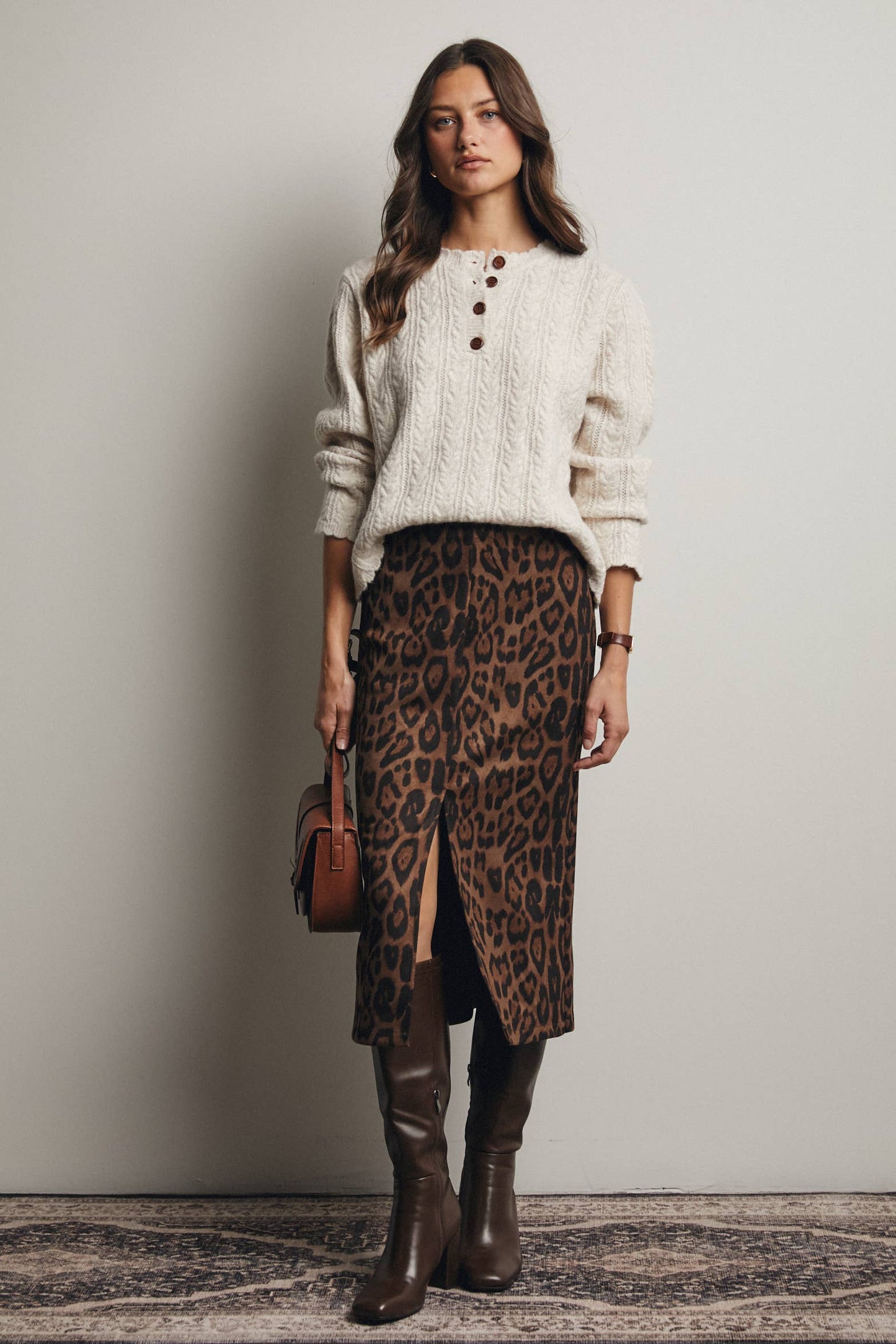 Astrid Leopard Midi Skirt