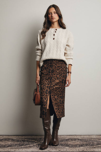 Astrid Leopard Midi Skirt