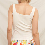 Square Neck Ribbed Built-In Bra Tank