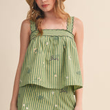 Lauren Embroidered Stripe Tank