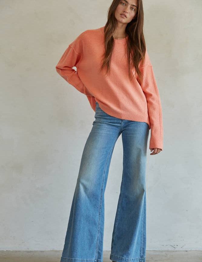 Coral Oversized Pullover Sweater