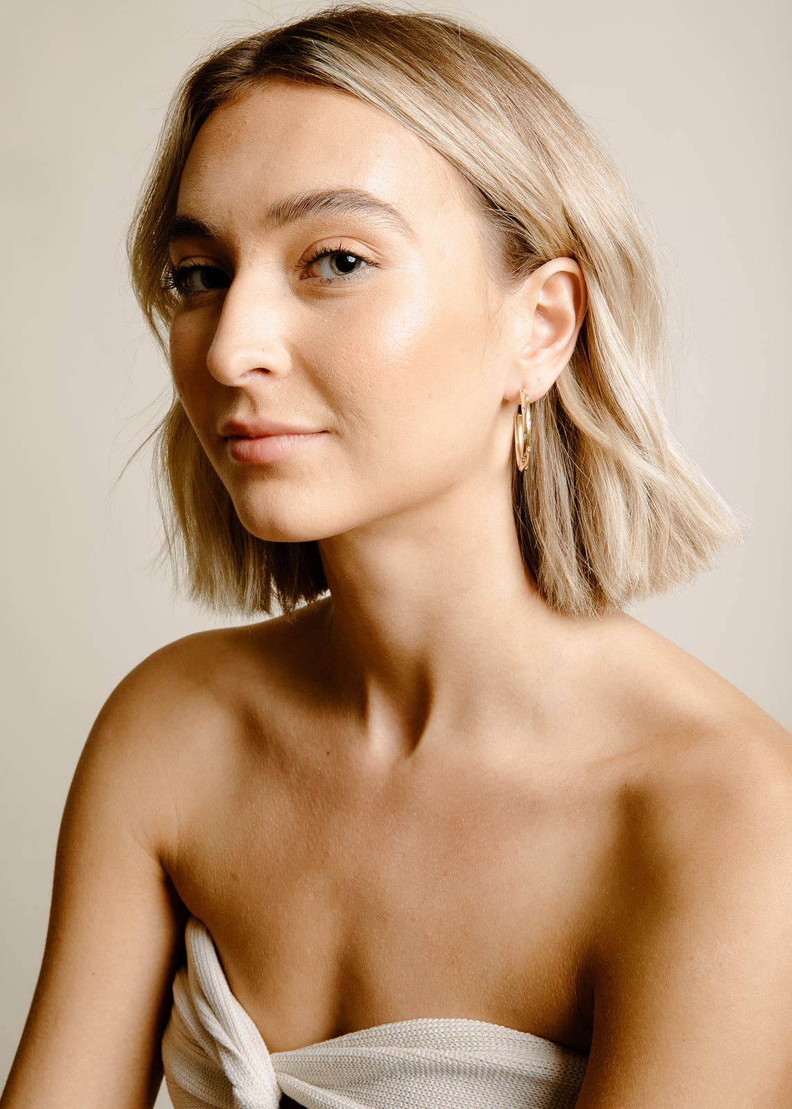 Inset Crystal Hoops — Gold