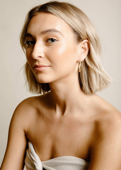 Inset Crystal Hoops — Gold