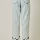 Eyelet Embroidered Straight Leg Jeans
