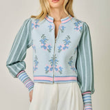 Lilac Bloom Bomber Sweater Jacket