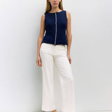 Ashley Knit Button-Up Sleeveless Top