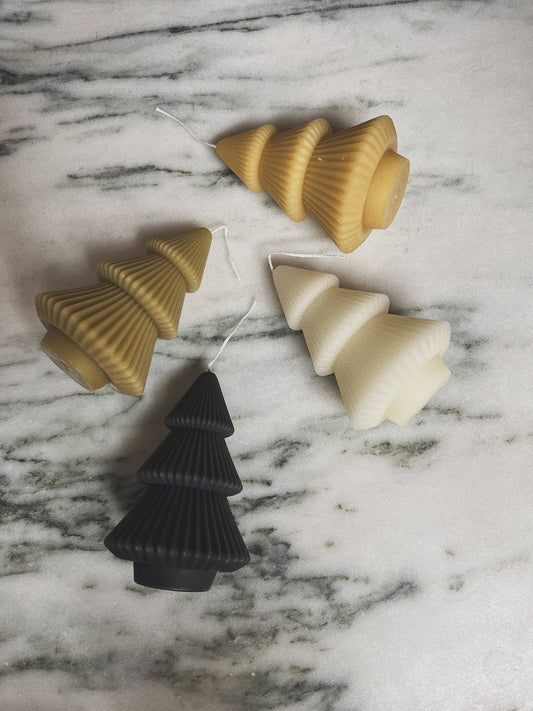 Ribbed Beeswax Tree Candle